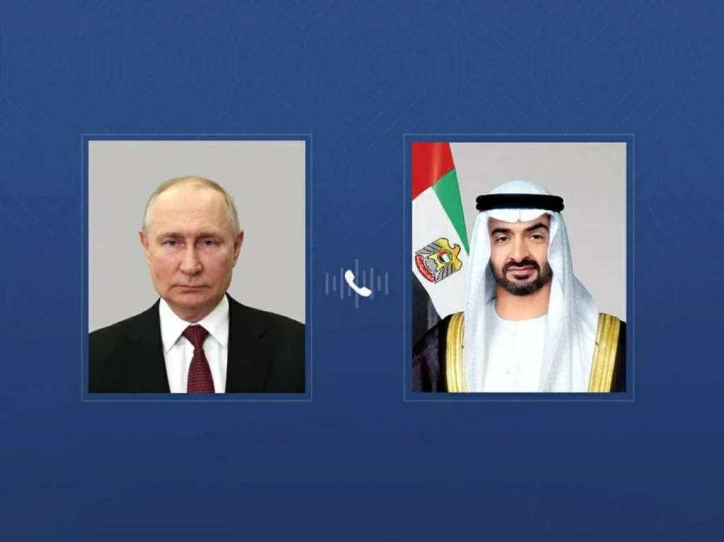 محمد بن زايد وبوتين يبحثان هاتفياً علاقات التعاون والتطورات الإقليمية والدولية